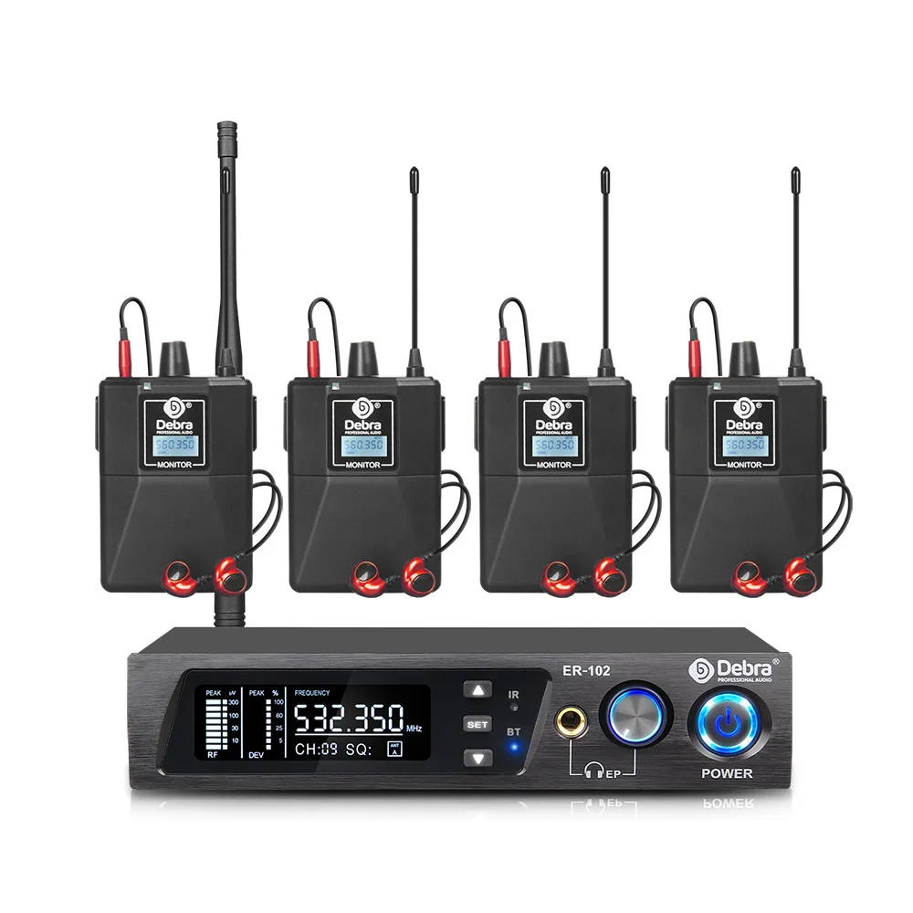 

ER-102 Portable 4 channel Wireless in Ear Monitor System for stage recording