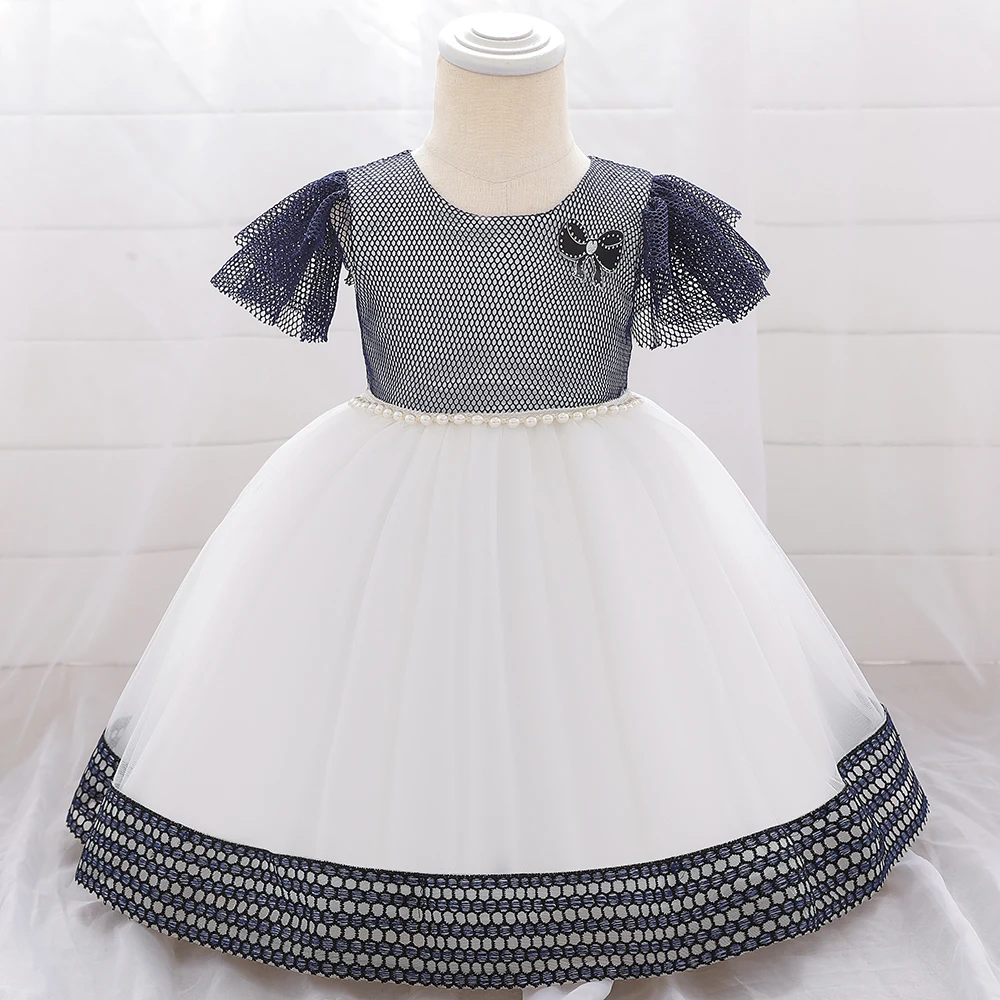 

Kids Elegant Pearl Princess Dress Girls Dresses For Wedding Evening Party Embroidery Flower Pari Dress for Baby Girl L1916XZ, Pink,red,blue