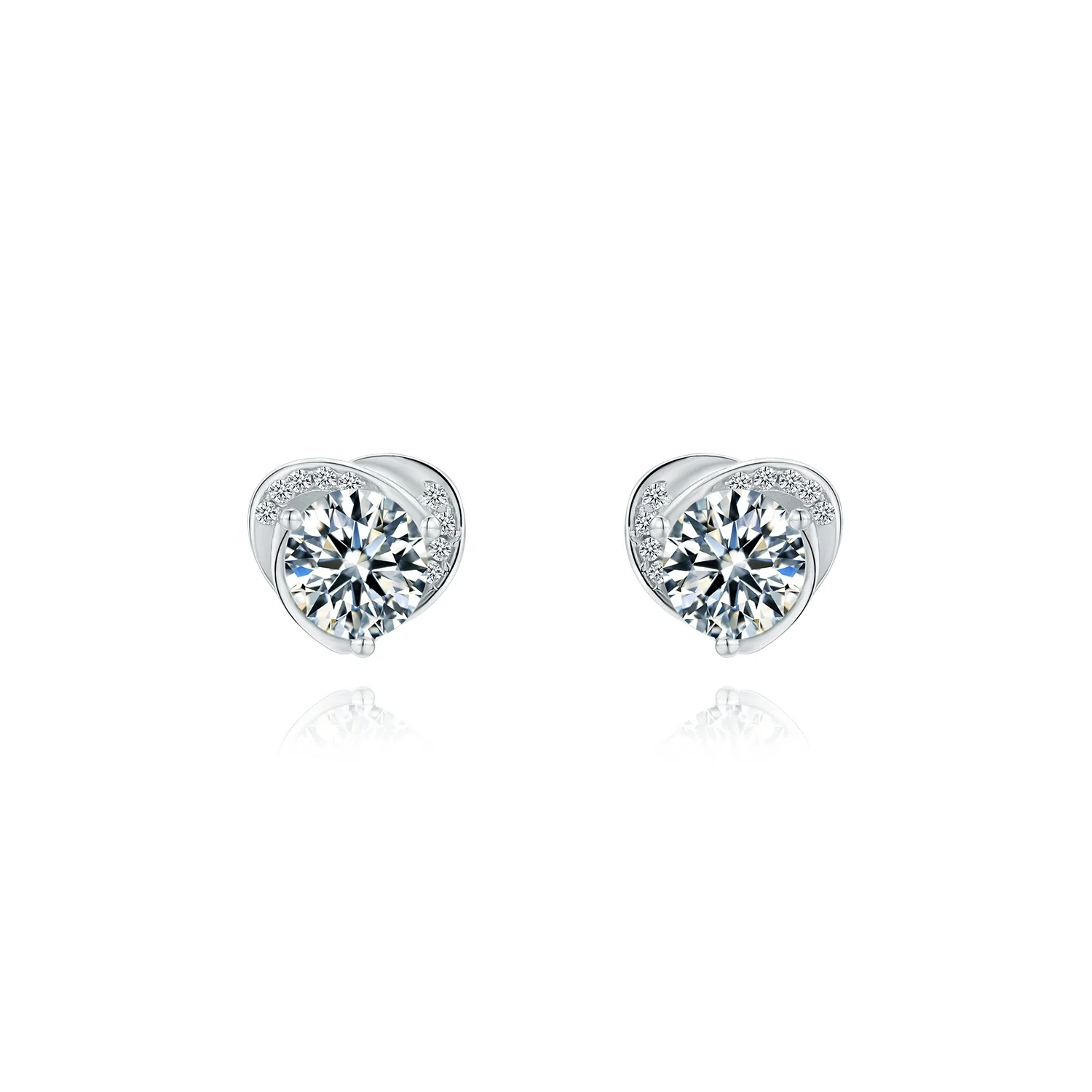 

Abiding Love Heart Moissanite Diamond Stud Earrings Jewelry White Gold Plated 925 Sterling Silver Earings For Women 2020