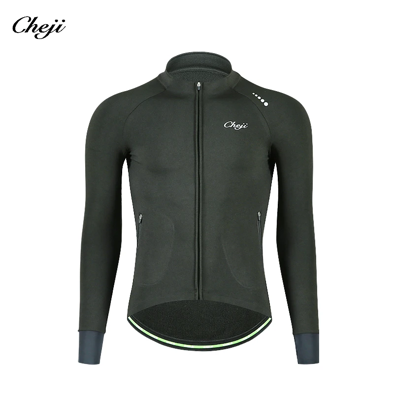 

CHEJI 2019 Design Male Winter Cycling Jersey Long Sleeves Thermal Road Bike Jersey Black Blue Bicycle Wear Tops Men