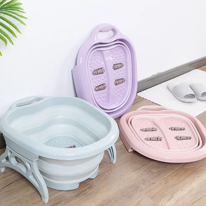 

Domestic portable folding plastic bubble footbath thickening wheel foot tub