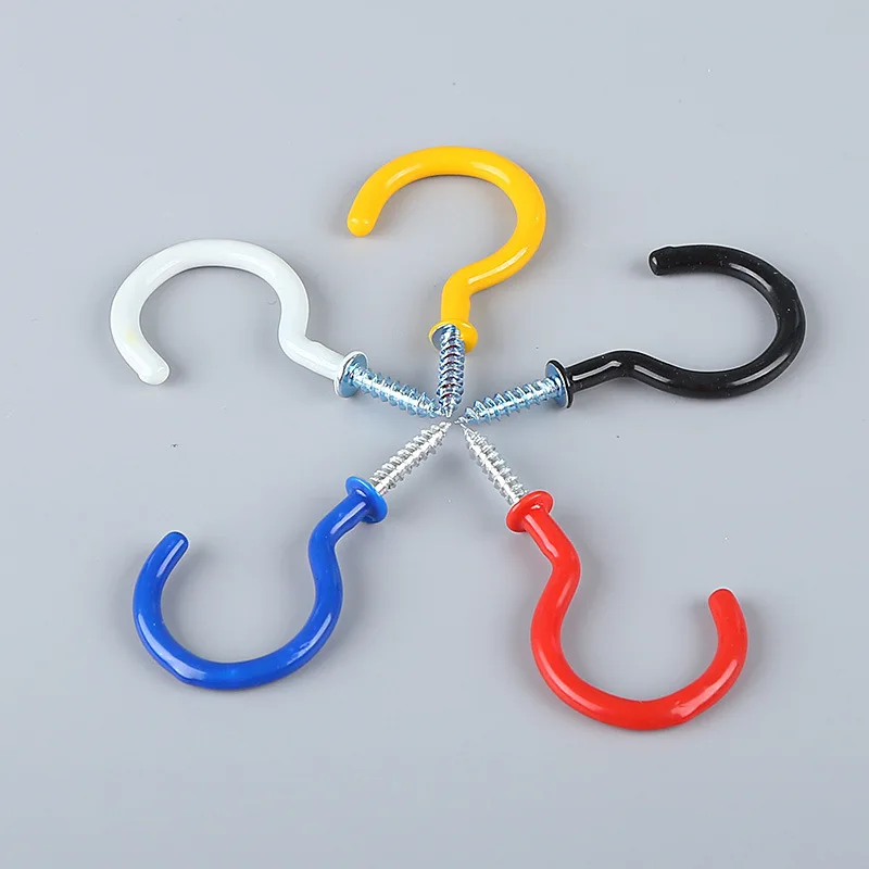 Colourful Open Eye Hook Screw 9-shaped Plastic Coated Shoulder Cup 