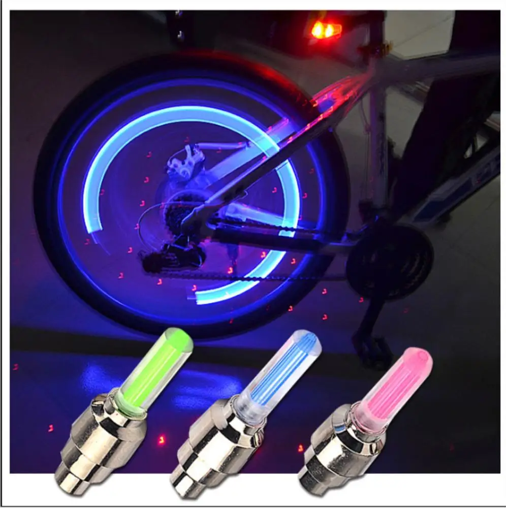 

2Pcs Waterproof Flashing LED Tyre Wheel Valve Lights For Car Bicycle Motorcycle, Yellow/blue/red/green/multicolor