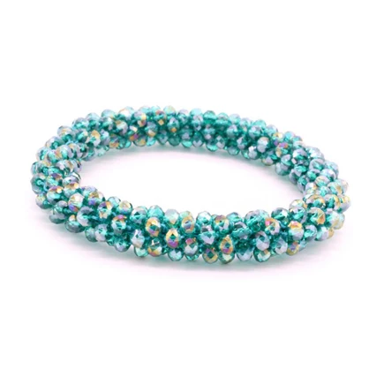 

Handmade crochet crystal stretch bracelet DIY woven crystal bracelet, Multicolor