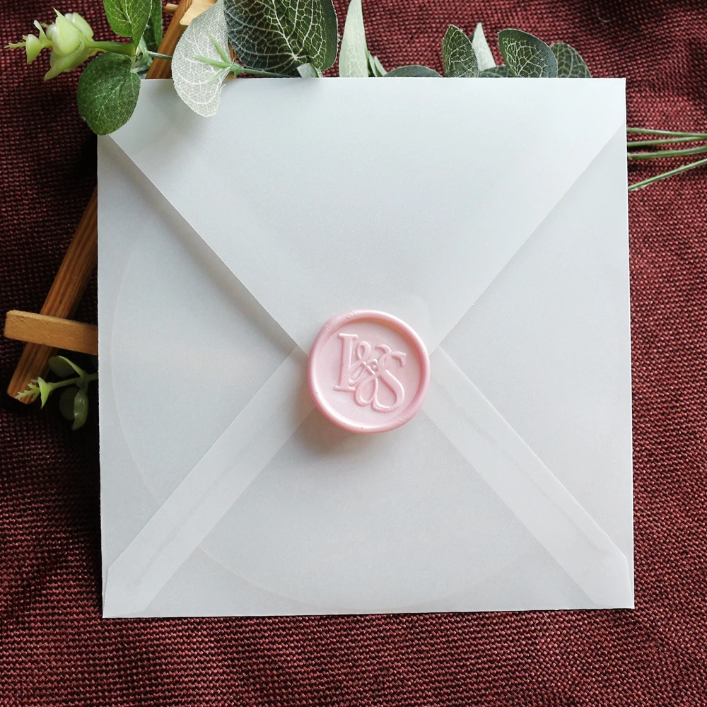 Custom Unique Antique Monogram Pink Wax Seal for Wedding Invitation and Party