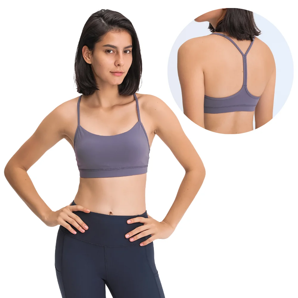 

Hopeup New Design Running Wear Wholesale Y-type Top Fitness Yoga Sport Bra For Women, Grey pigeon/deep crimson/orange warm/night blue/tie dye grey