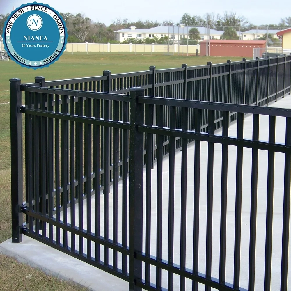 

grill design for boundary wall wrought iron fence panel/ Garden border fencing palisade fence/ steel tubular iron fence, Customized