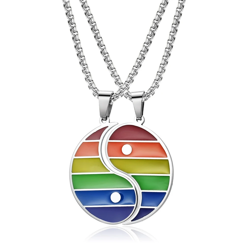 

Stainless Steel Gay Pride Necklace Engagement Anniversary Gay Lesbian LGBT Rainbow Pride Pendant Necklaces Gay Pride Flag Gift