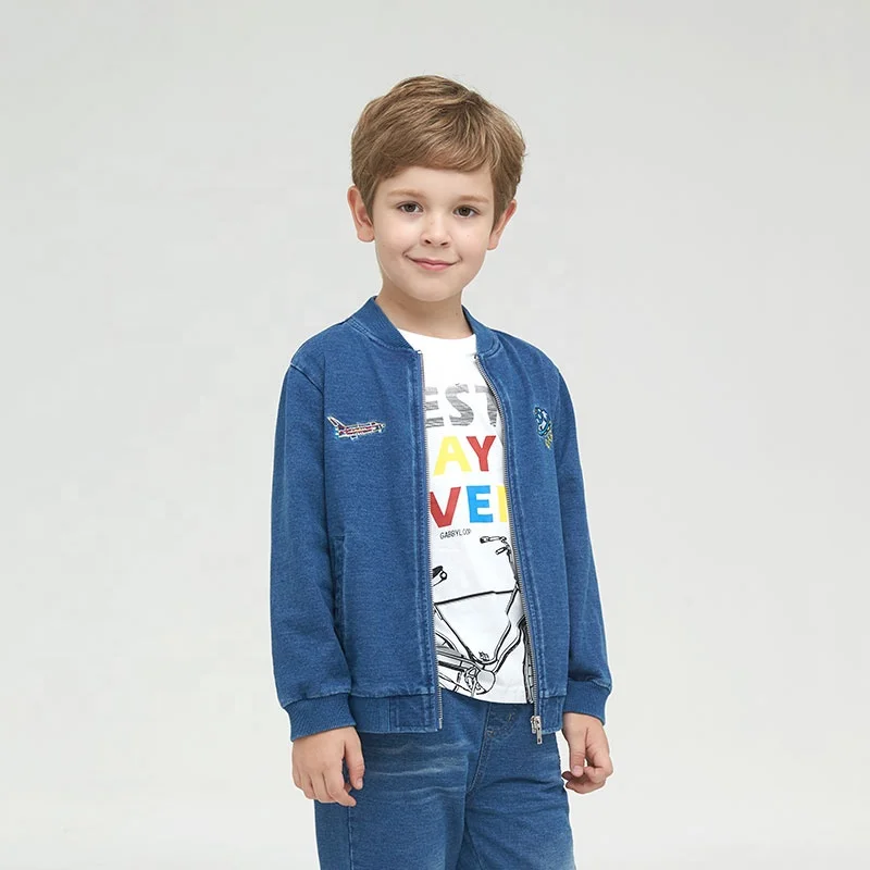 

Gabby Loop Kids Autumn Boys Cotton Knitted Jacket For Children Carton Embroidery Kids Denim Jacket