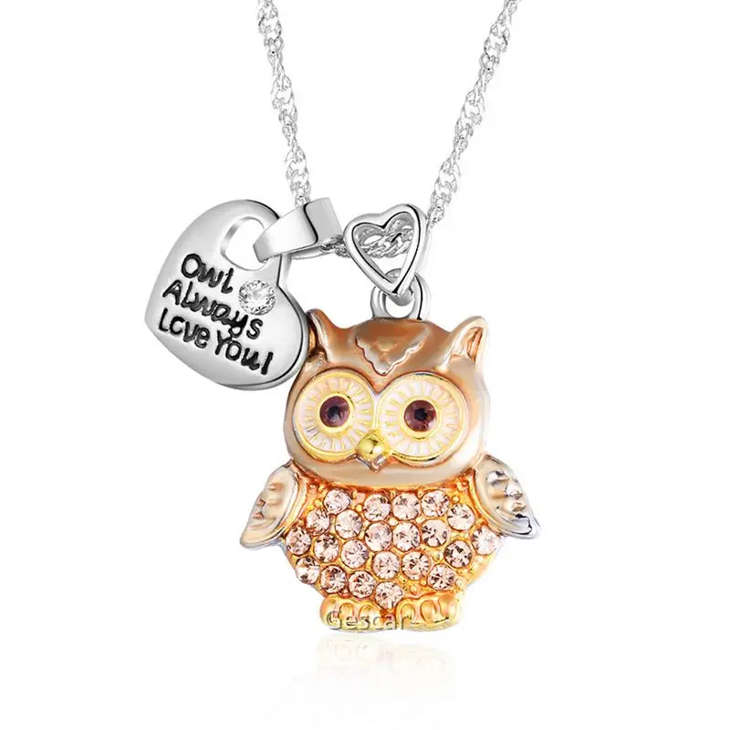 

Latest Design Fashion Jewelry Accessories Dress Owl Diamond Necklace Cute Animal Pendant Necklace For Charming Women