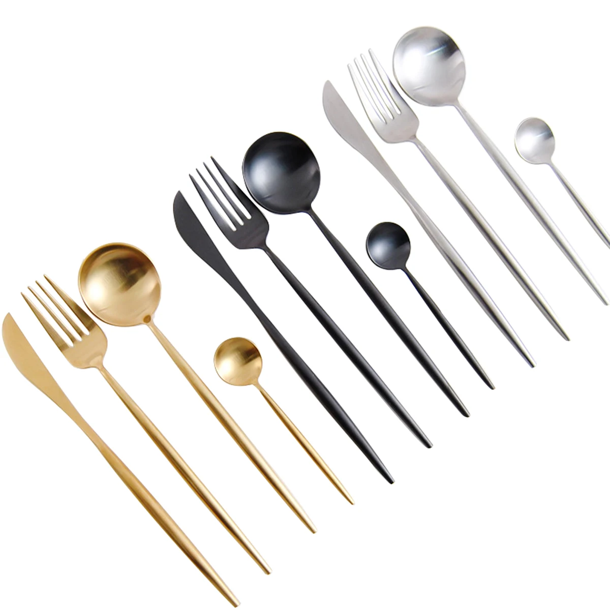 

wholesale 18-10 Stainless steel Gold flatware for Restaurant Wedding 4pcs flatware sets, Silver/gold/rose gold/black