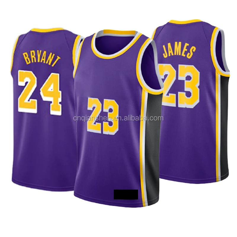 

2021 Kobe Bryant 24 James 23 Laker s Latest Brand Logo Men Purple Basketball Sports Jersey Wear Shirt Clothes Wholesale