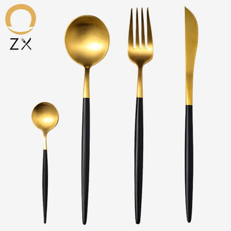 

European crafts new design 4pcs 304 Stainless Steel Cutlery set spoons forks and knives luxury cutlery set, Gold,sliver,black,pink,white gold,black gold