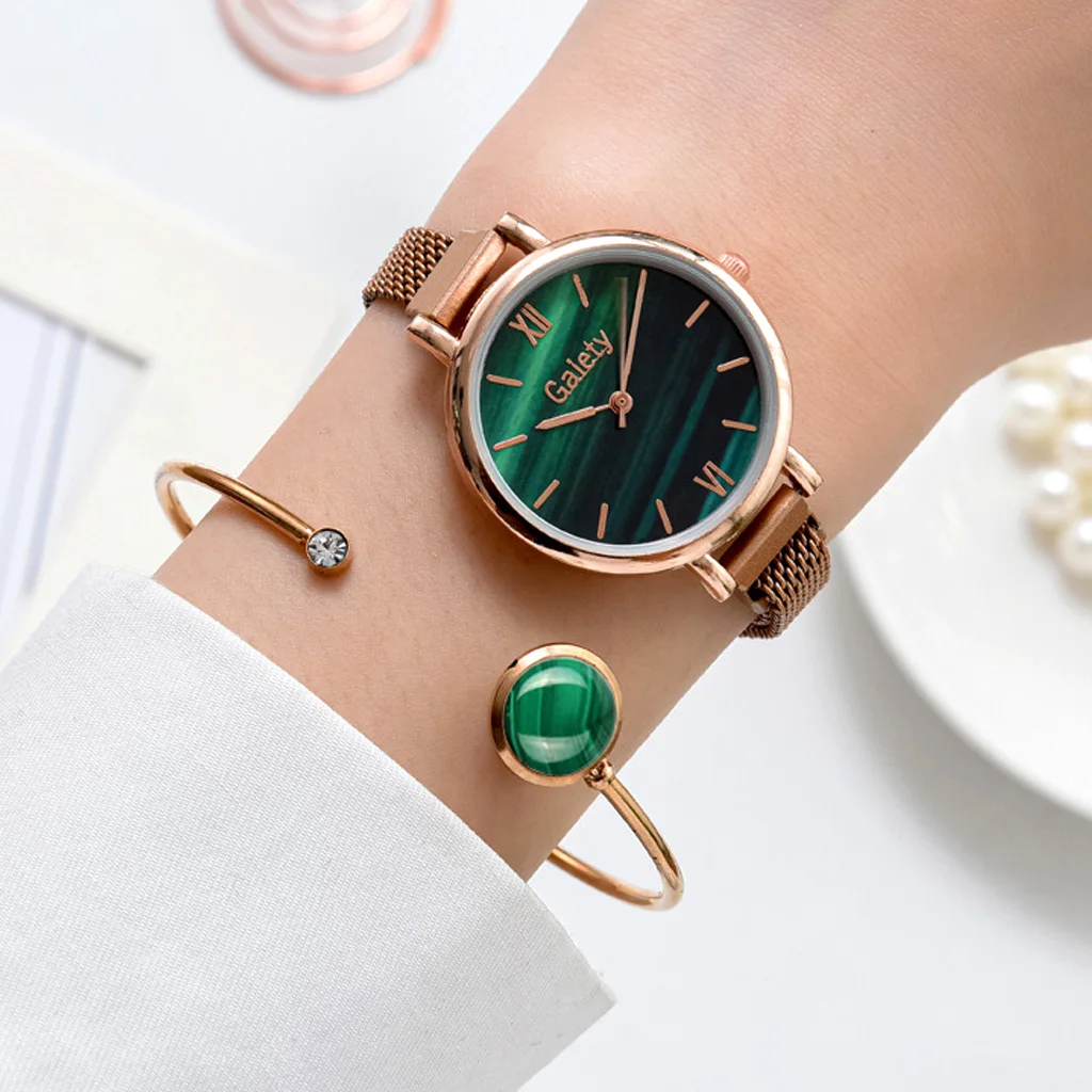 

Gaiety Watch For Women Luxury Magnetic Green Dial Ladies Quartz Watch Bracelet Watch Set Rose Gold Female Clock Gift Reloj Mujer