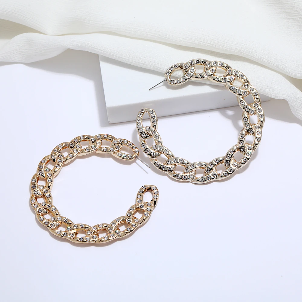 

Fashion Gold diamond hoop earrings for women wholesale NS10266, Colors