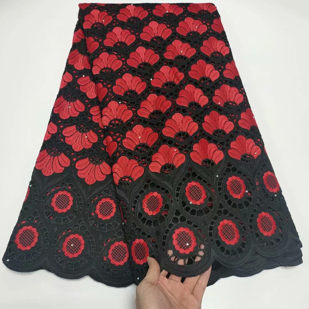 

New Design Africa Embroidery Swiss Cotton Lace Fabrics High Quality Women French Cotton Lace Dress Material