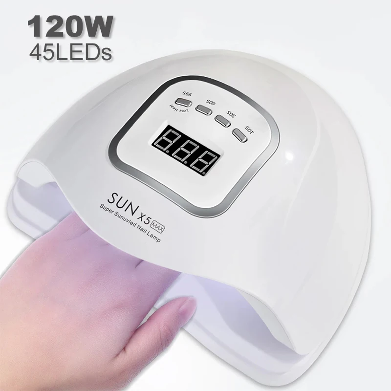 

Hot sale 120W UV LED Nail lights SUN X5 MAX Automatic Induction Nail polish gel Curing Manicure Lamp Dryer Machine, White