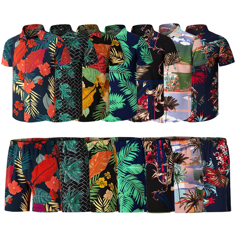 

New arrival beach wear suit hawaiian beach shirt men beach shorts for men, Multi