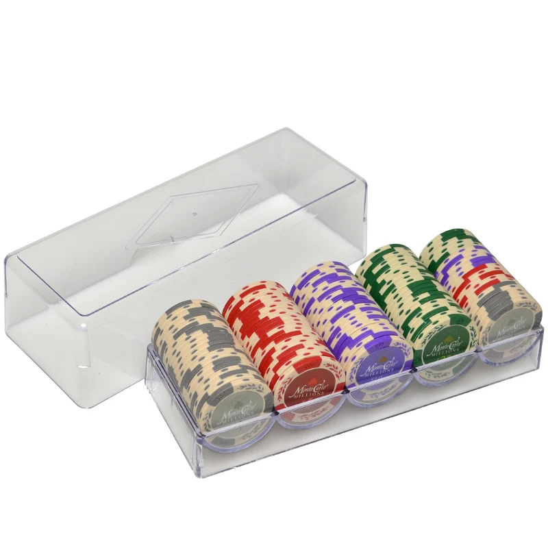 Monte carlo clay 100 PCS casino euro denomination with box poker chips set