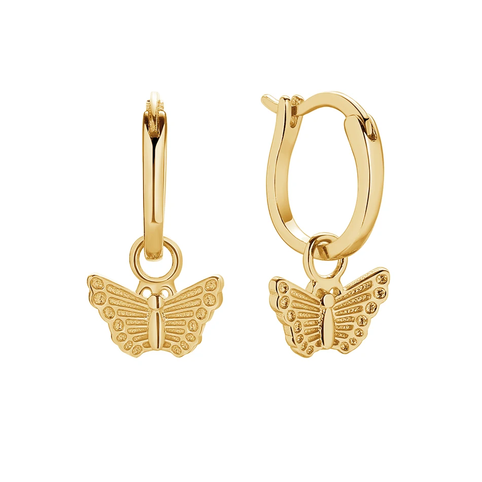 

fine earrings wholesale online 925 sterling silver jewelry 18k gold plated fashion butterfly dangle hoop earrings