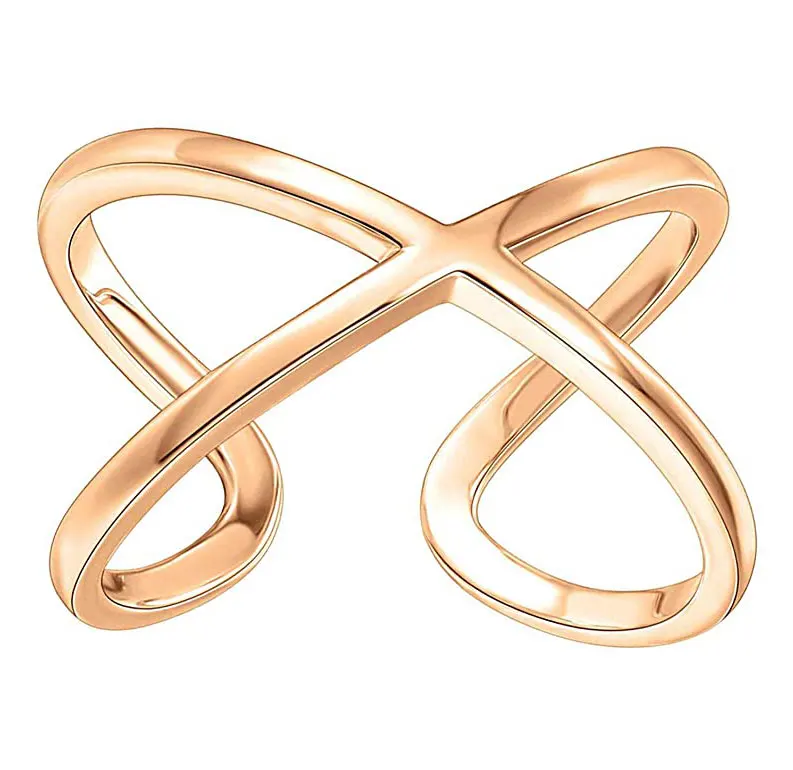 

Gold Plated Stackable X-shaped Personalized Ring Cross Ring for Women