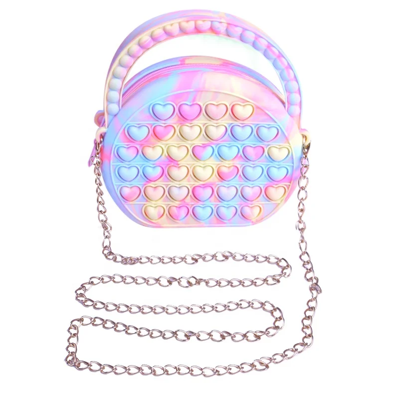 

Children designer coin purse keychain Push Pop Bubble Fidget Toys Squeeze Toy Coin Purse Relive Stress, Colorful