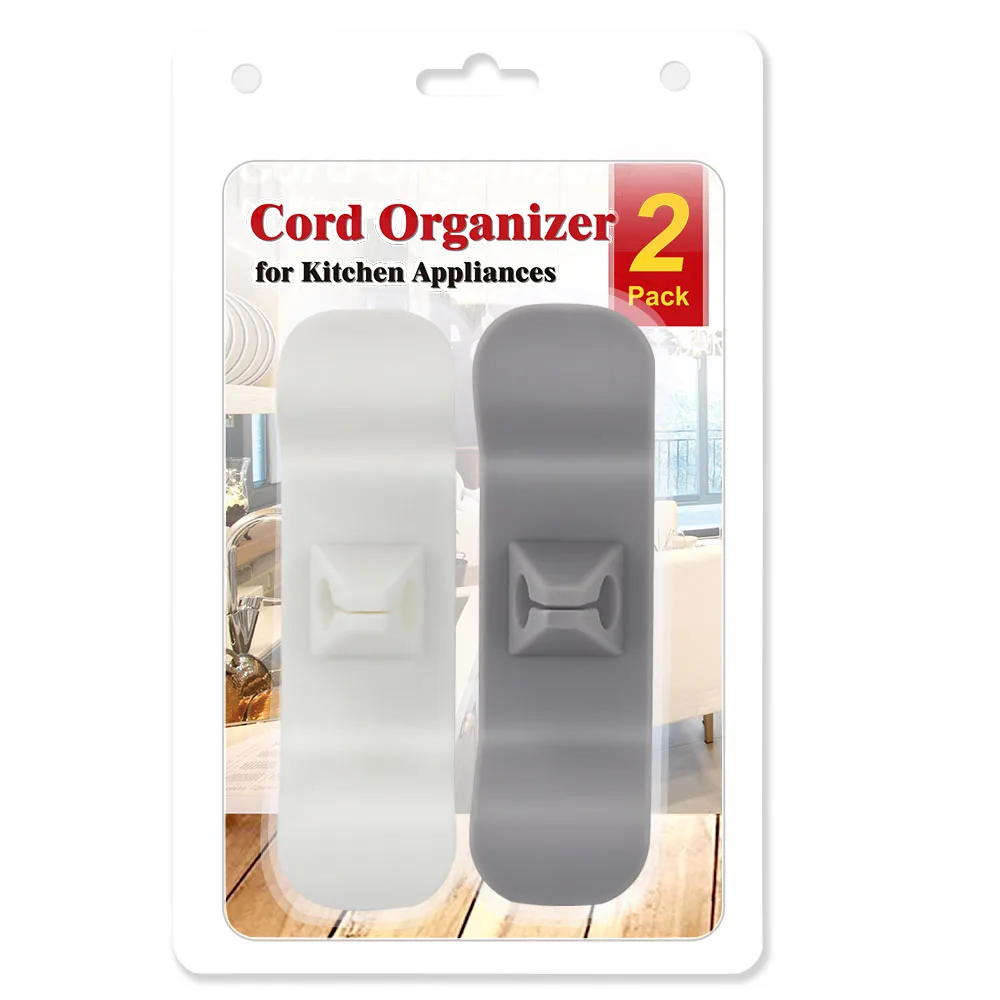 

RAYBIN 2022 kitchen gadgets tidy cable clips cord management wrapper cord holder organizer for kitchen appliances, White/black