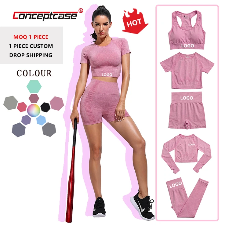 

Ladies Gym Fitness Sports Clothing High Waist Activewear Suit Workout Active Wear Ropa Deportiva Women Seamless 5 Piece Yoga Set