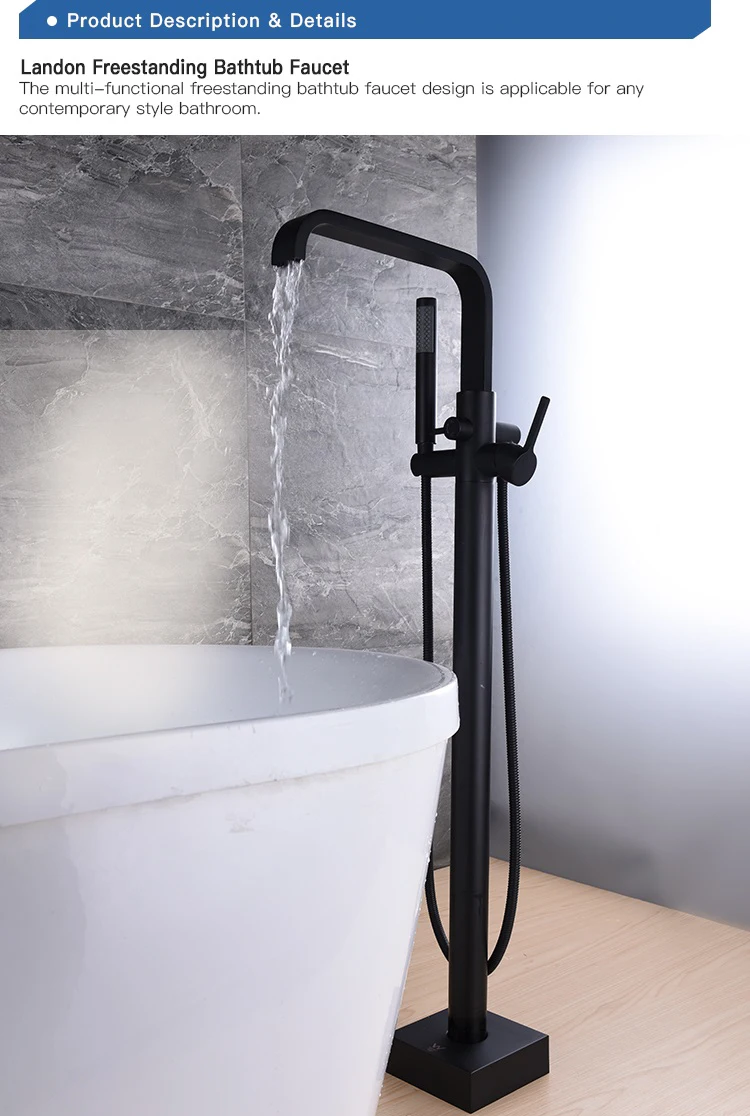 Modern Electroplated Matte Black Stand Bathtub Alone Bathroom Free