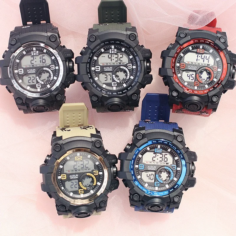 

Sports men waterproof watch female middle school students unicorn college wind girl multi-function camouflage electronic watch, 5 colors