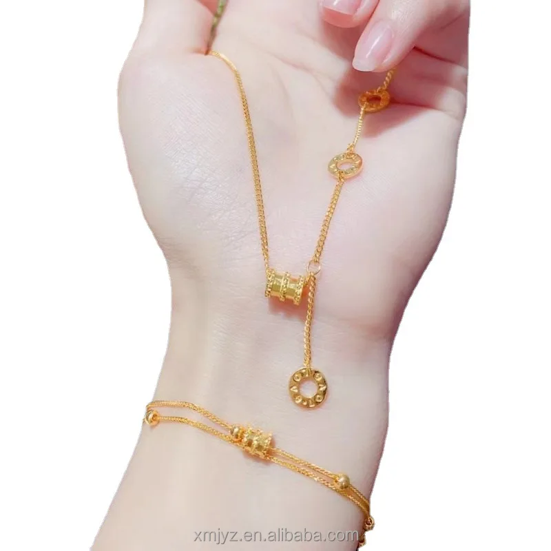 

Certified 5G Gold Necklace Women's New All-Match Set Chain 999 Pure Gold Bracelet One Net Deep Love Geometric Necklace