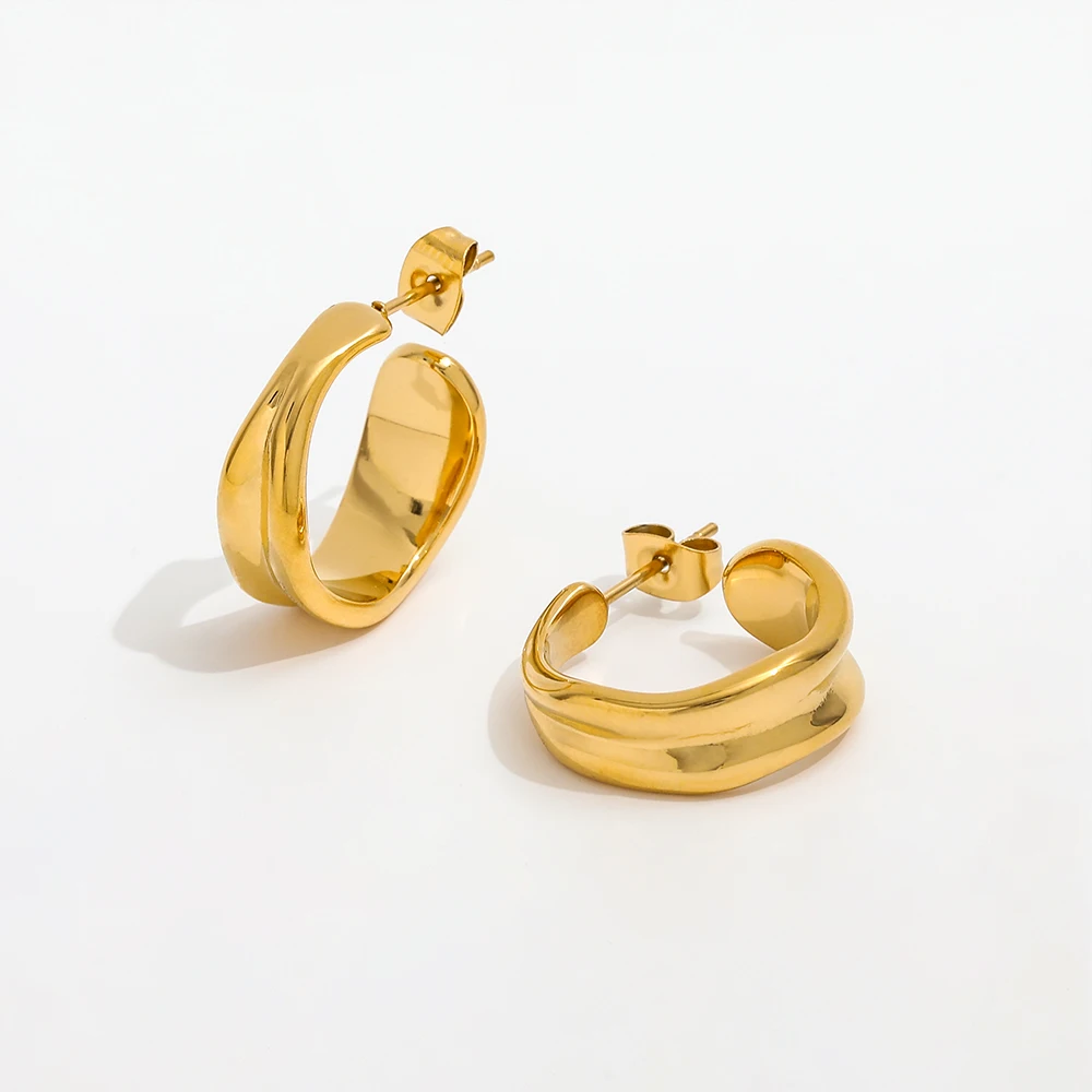 

18K Gold Plated Irregular Stainless Steel Hoop Earring for Women Design Jewelry
