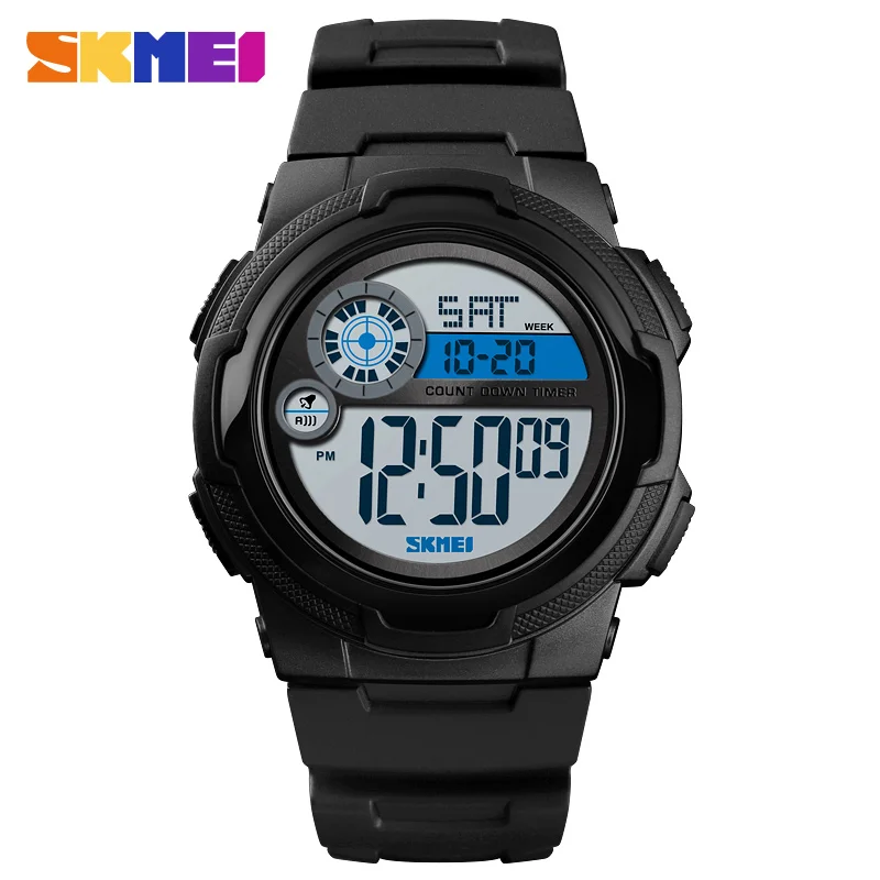 

SKMEI 1437 NEW Sports Watch Men Stopwatch 5bar Waterproof Wristwatch PU Wristband Alarm clock Digital Watches