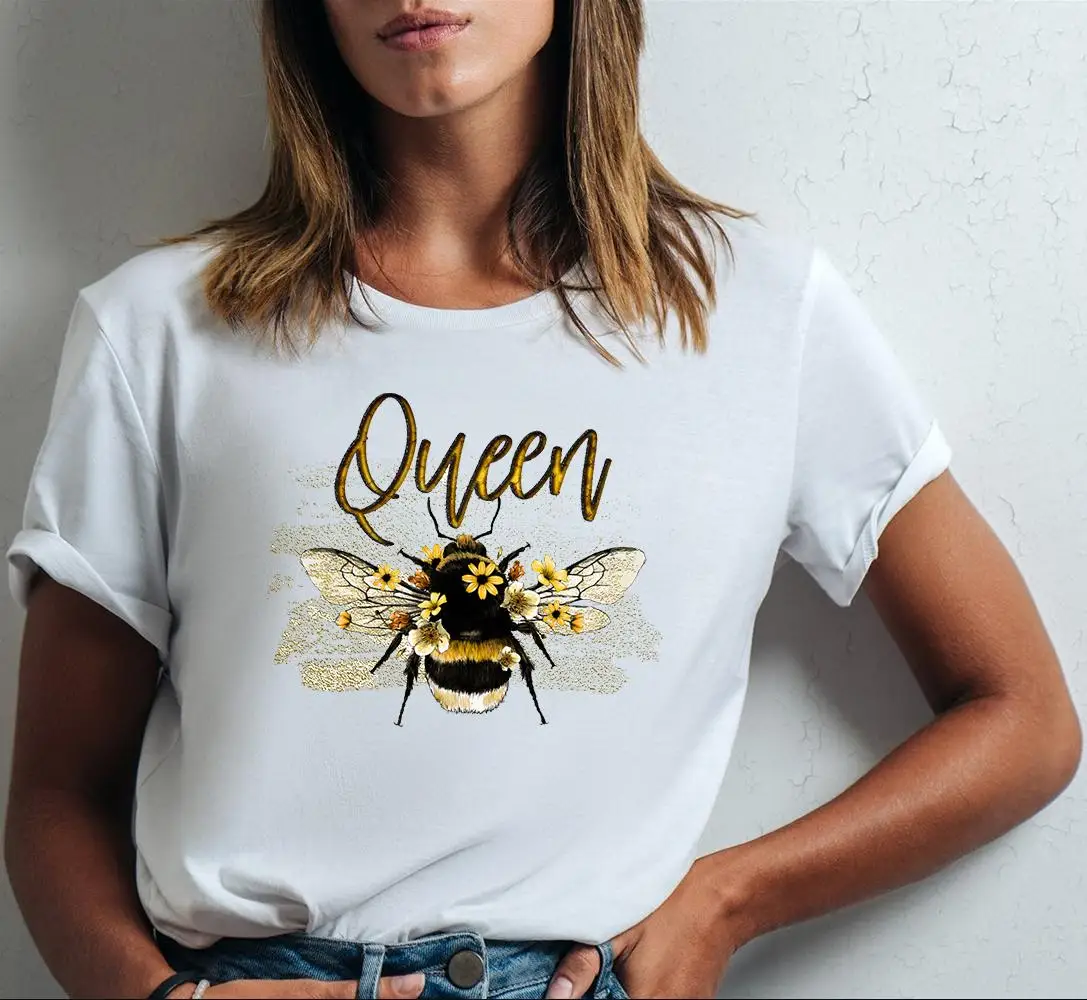 

Queen Bee women t shirts printing Harajuku White 100% Cotton t shirt women