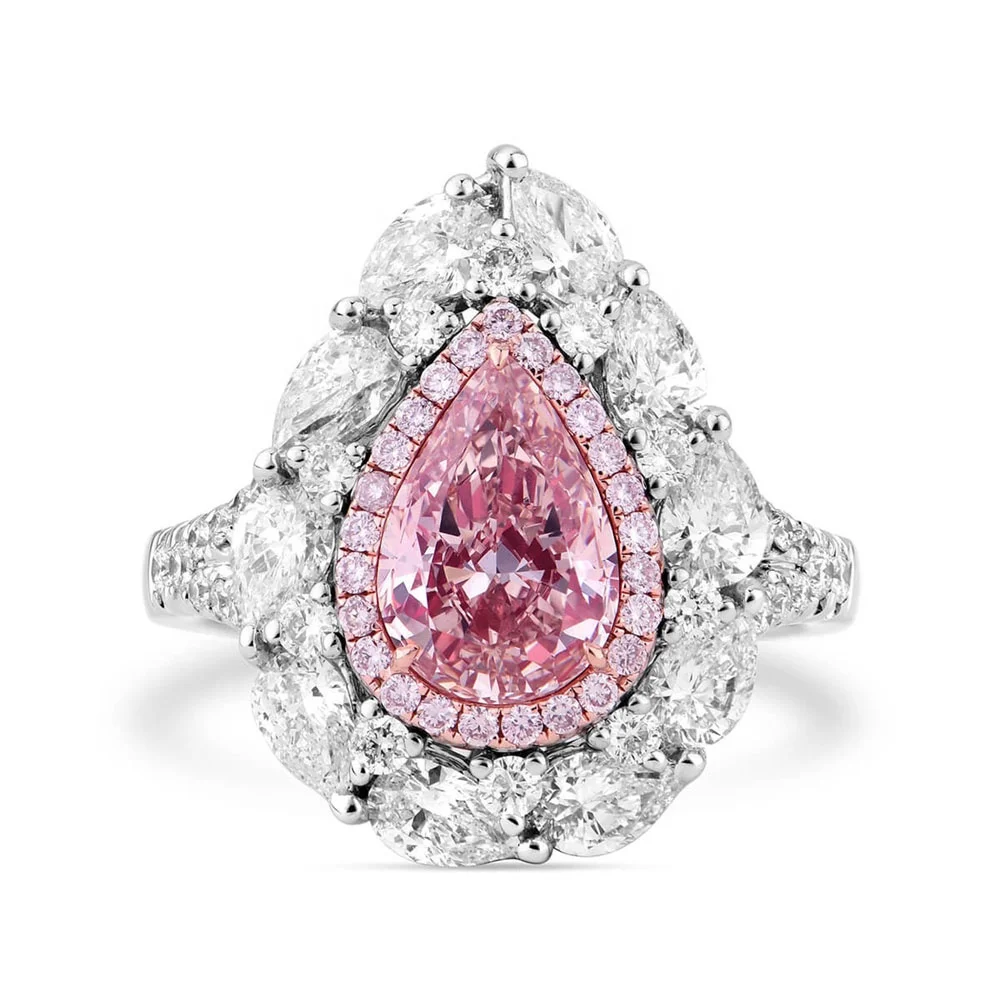 

Two Tone Plated Pear Shape Pink Diamond Engagement Ring 925 Sterling Silver Jewelry For Women