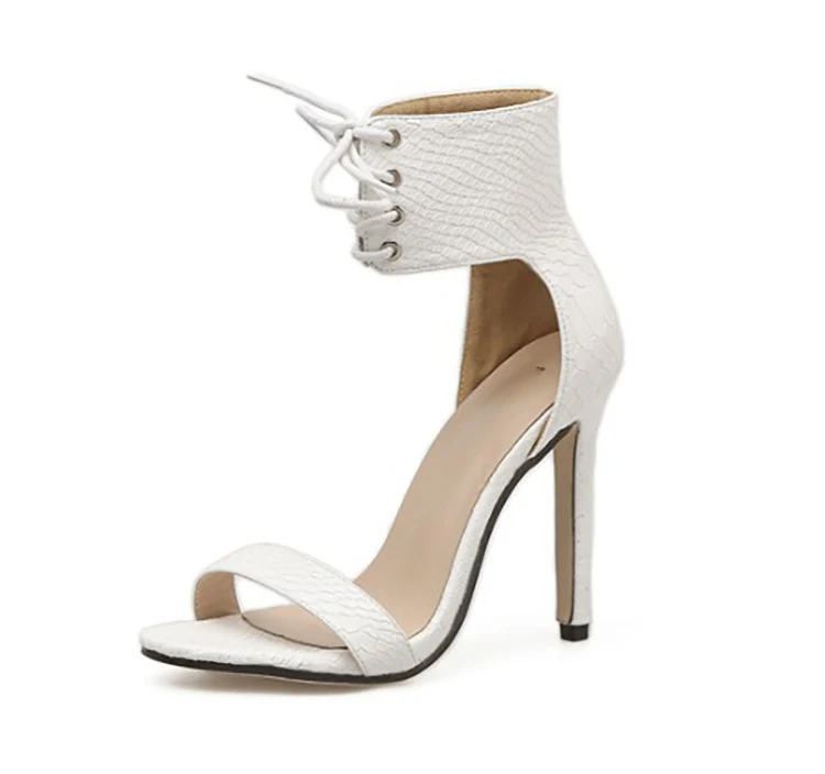 

Wholesale New Fashion Snake Printing Stiletto Sexy High Heels Peep Toe On Platform Buckle Strap Women Sandals