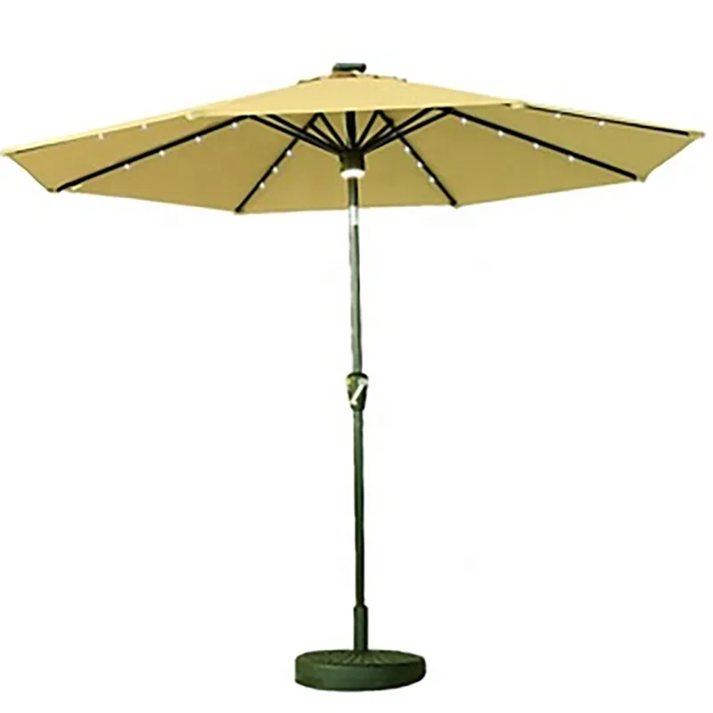 New Type Luxury Steel Heavy Solar Duty Outdoor  Furniture Duty Patio Umbrella Light