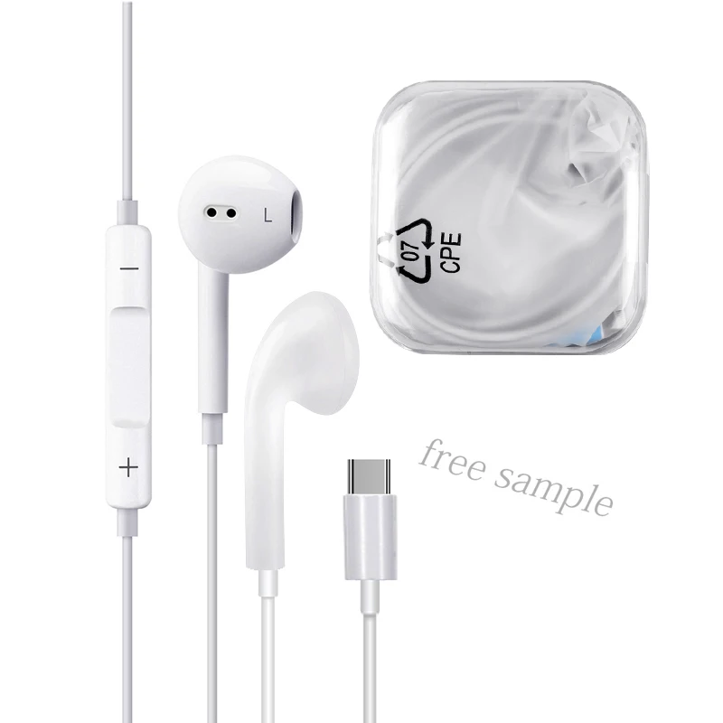 

in-ear wired earphone type c earphones earphone &amp headphone, White