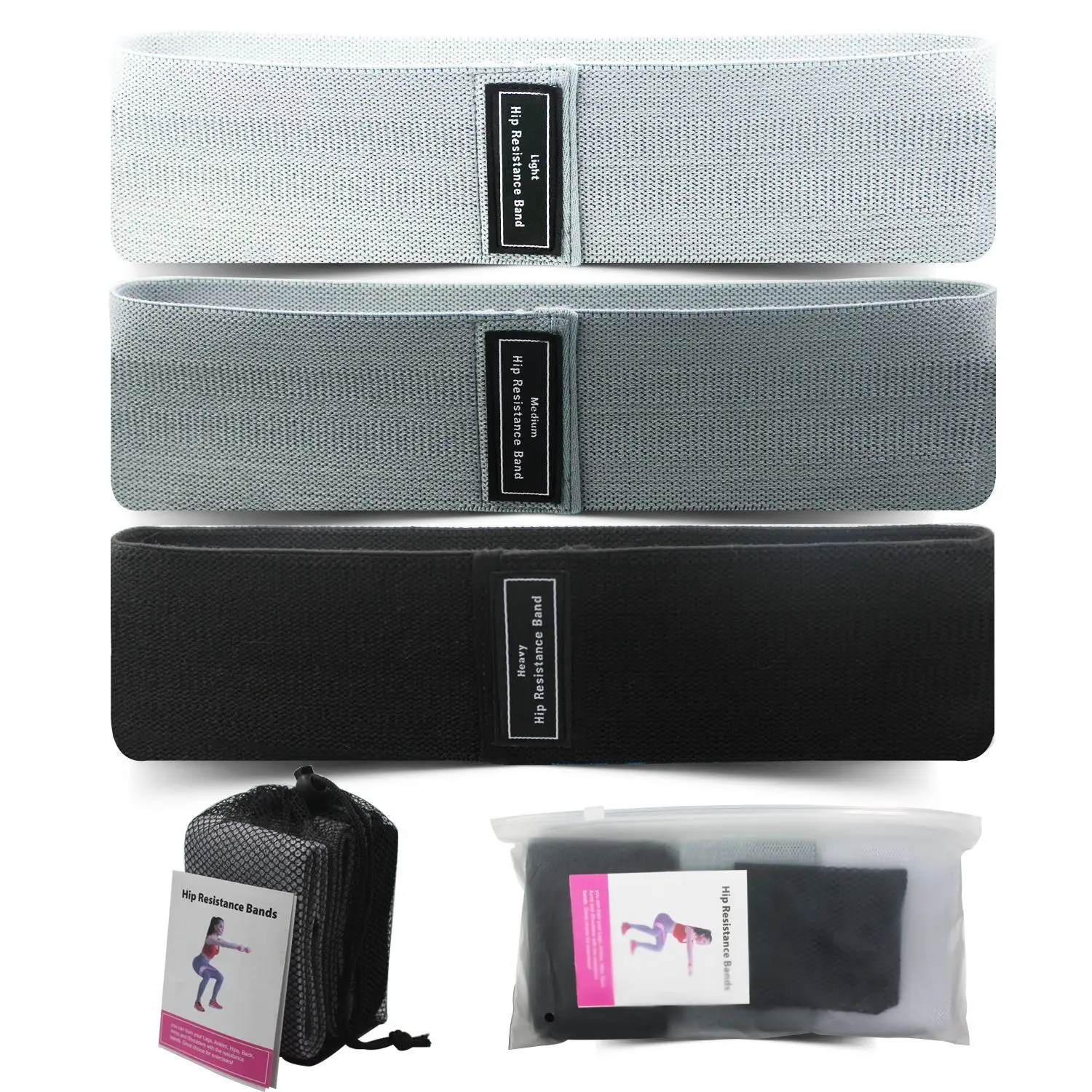 

NATUDON Brand My Own White Resistance Band with Fabric Covered Exercise Workout Bands, Cyan/pink/purple/black/grey/deep grey