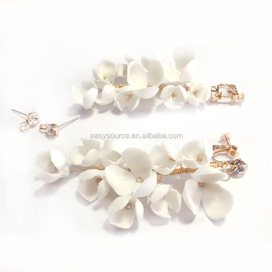 

RE3996-2 Classic Design Ceramic Flower Women Earrings Chandelier Earrings for Brides Wedding Dress Ornamnents