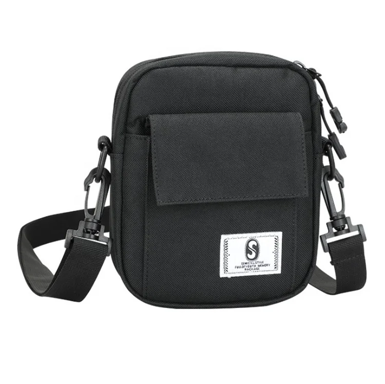 

Black fabric custom print logo men oxford one should bag