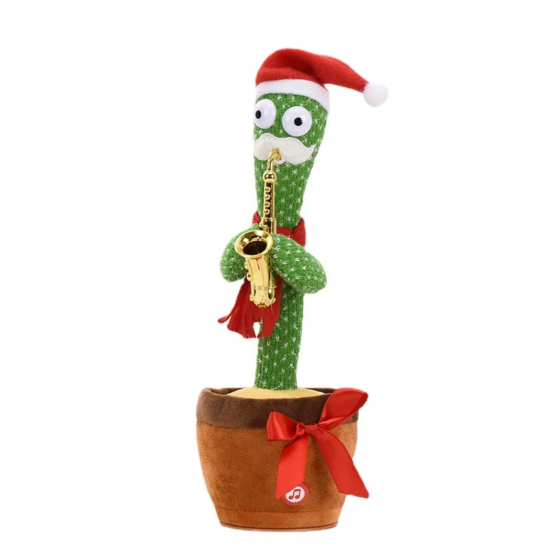 

Playtime Funny Plush Cactus Santa Claus Singing Talking Repeating Dancing Flower Pot Dancing Cactus Toy For Christmas Decoration