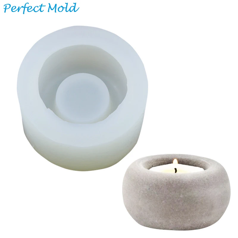 

108 cement jar candle stick mould DIY concrete tealight silicone candle holder mold, Picture