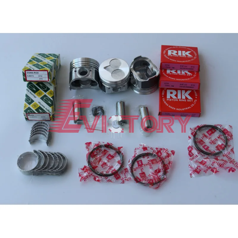 

For KUBOTA truck parts overhauling D722-E3B D722 rebuild kit piston ring cylinder gasket engine bearing