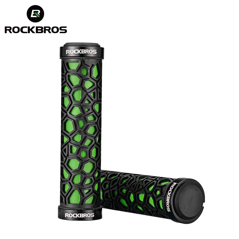 

ROCKBROS Bike Grips Bicycle Handlebar Rubber Lock-on Ultraight MTB Grips Anti-skid Shock-absorbing Cycling Handlebar Bike Parts