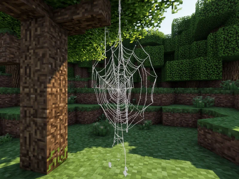 Breaking cobweb to collect string in Minecraft