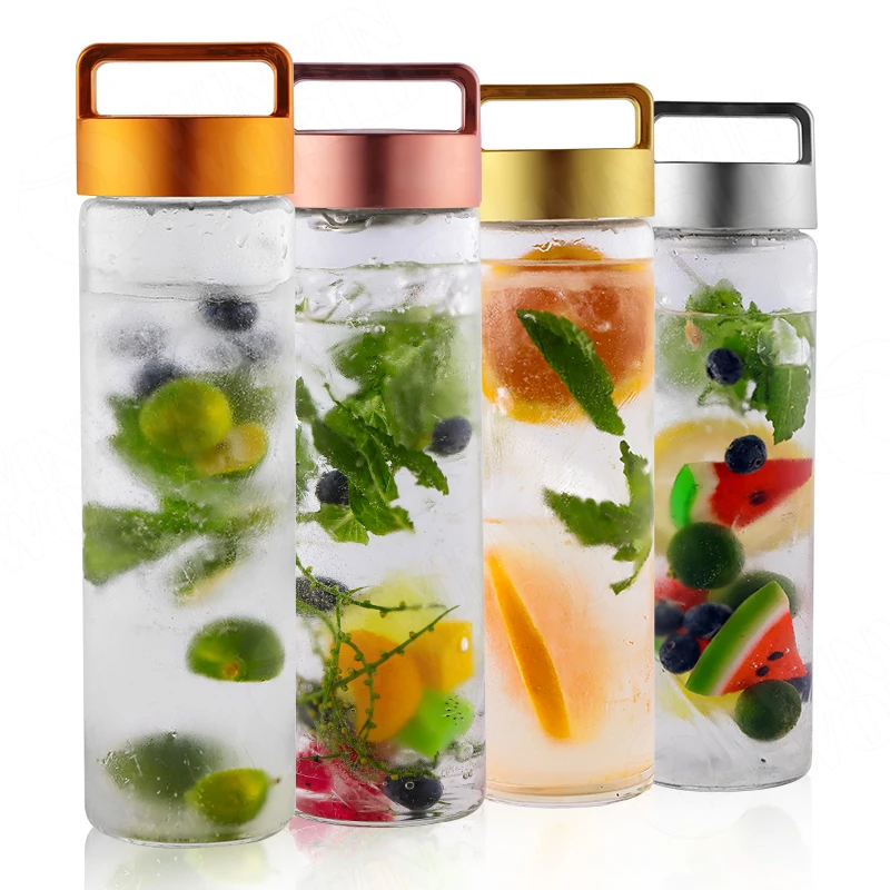 

Glass Infuser Bottles & Cups Bamboo Lid Glass Tea Water Bottle Fruit Infuser Borosilicate Glass Tea Infuser Bottle