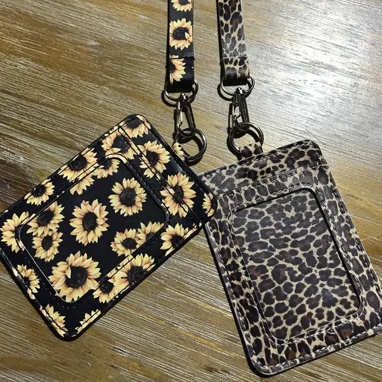 

A827 Mini Leopard Pattern PU Leather Bank Business Id Card Holder Men Women Travel Passport Holder Sun Flower Card Case