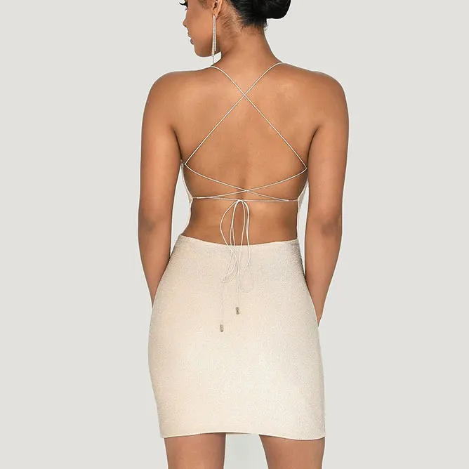 

FS2787A Fashion Women Sexy Bodycon Mini Dress Glitter Backless Party Club Dress