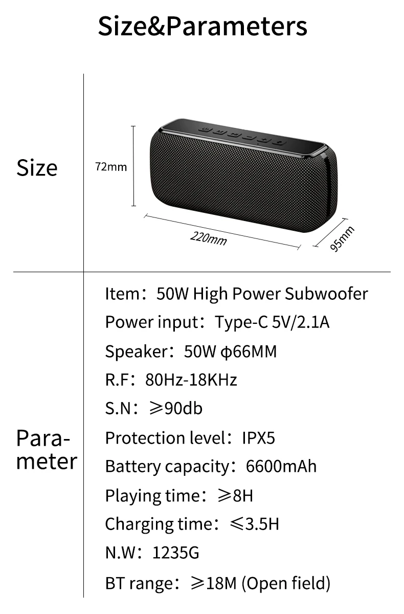 6600mAh subwoofer 50W Deep Bass Dual Speakers/Ai wireless speaker Support TF Card/Stereo DSP Smart Voice Wireless Speaker - ANKUX Tech Co., Ltd